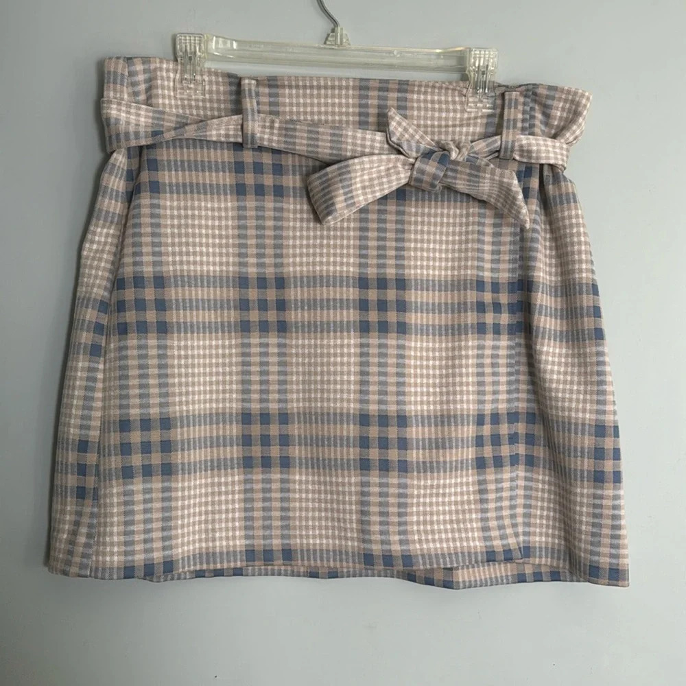 LOFT Belted Plaid Skirt Size 14 Petite NWT